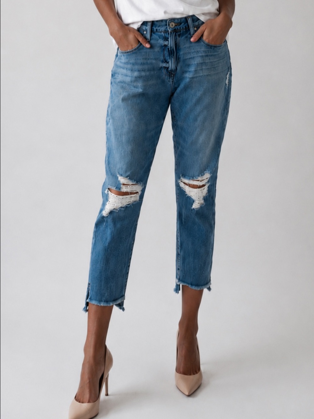 Good American Good Girlfriend High Rise Distressed Crop Jeans Women’s 12/31